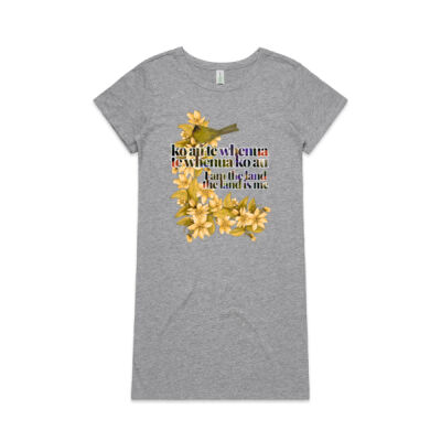 Ko au te whenua organic short sleeve dress (Bellbird and Tui mix) Thumbnail